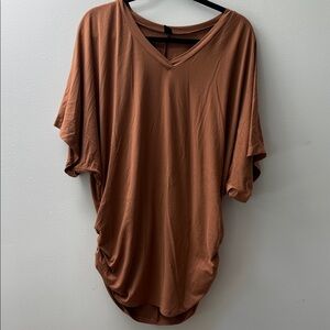 SHEIN V-Neck Brown Tunic Top